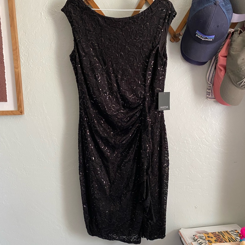 Black Sequin+ Lace Dress